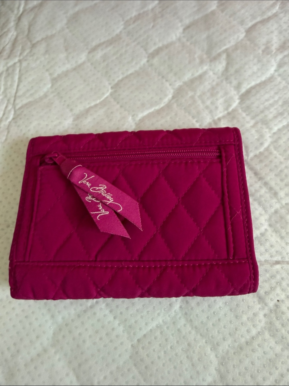 Vera Bradley Quilted Fuchsia Pink Fold Wallet - Picture 4 of 9